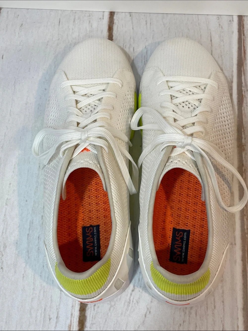 SWIMS Mesh Water Sneakers Mens 8.5 Neon Yellow Washable Lightweight Lace up